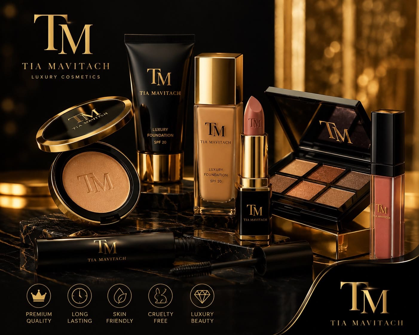 Black & Gold Makeup Set